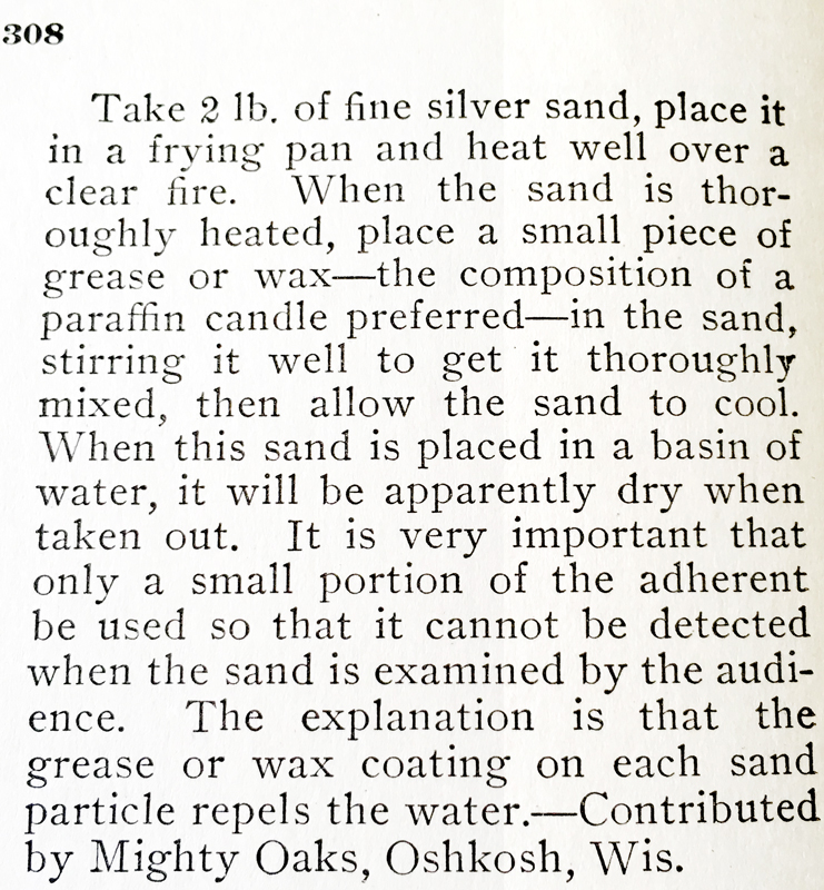 Magic sand recipe from The Boy Mechanic, Book 2