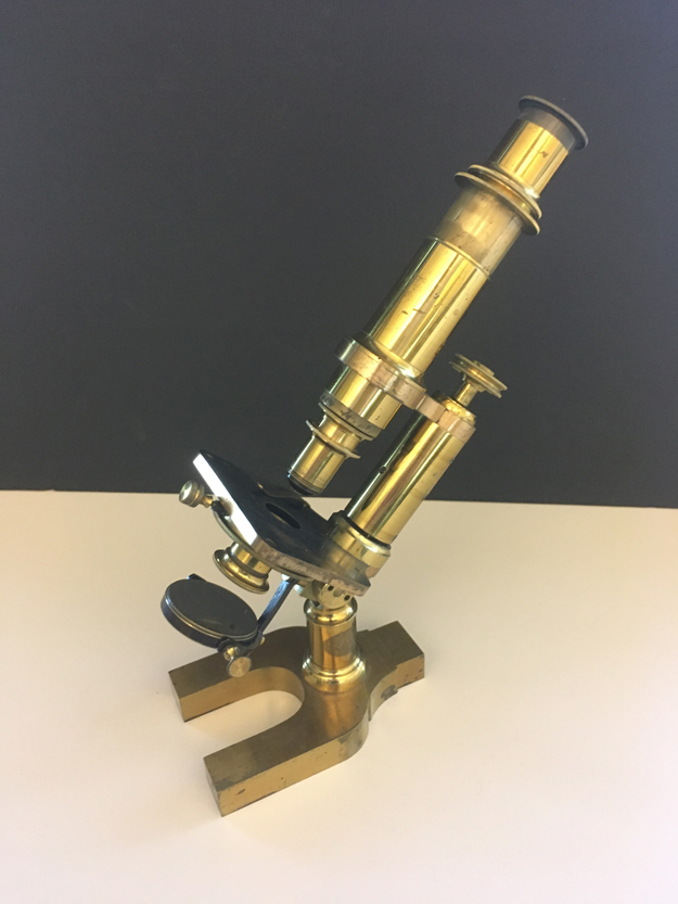 Monocular brass microscope by Henry Crouch, c.1880.