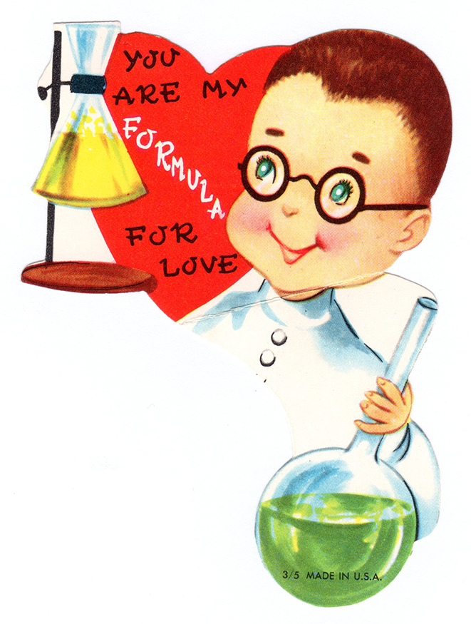 chemistry set on valentine's day card